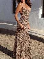 Leopard Tulle Midi Slip Dress