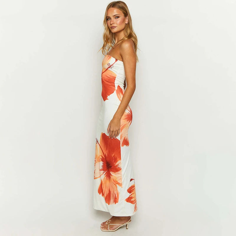 Floral Strapless Maxi Dress