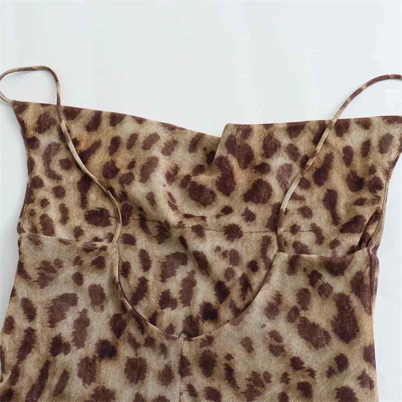 Leopard Tulle Midi Slip Dress