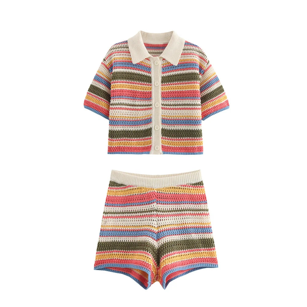 Casual Striped Two-Piece Set