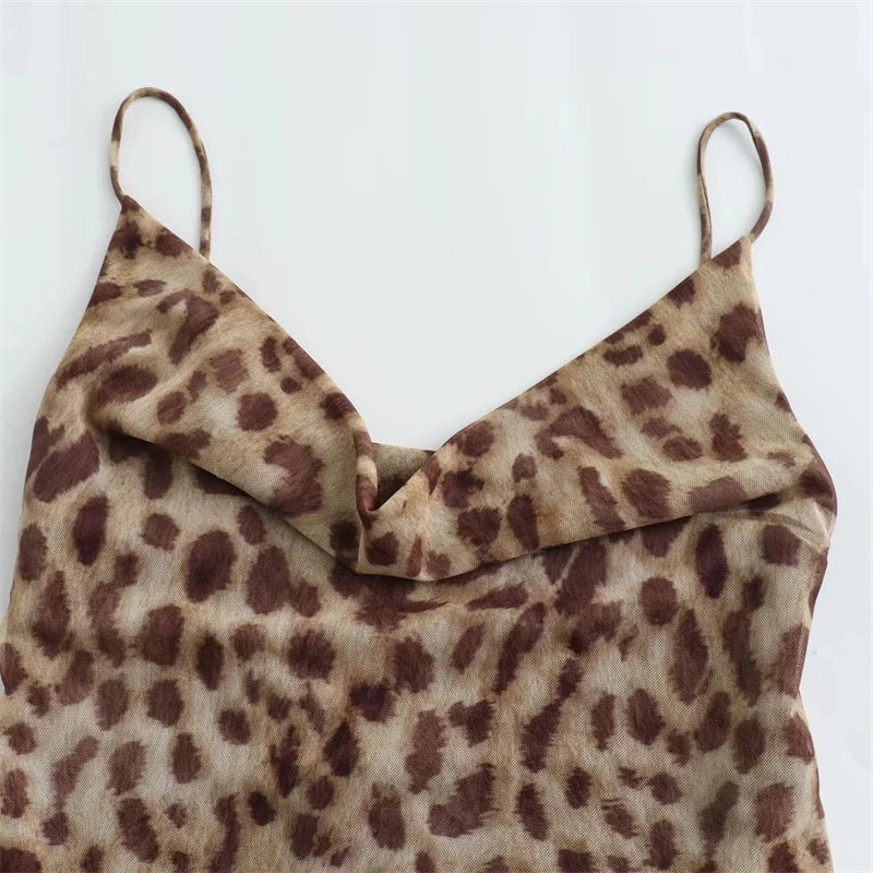 Leopard Tulle Midi Slip Dress