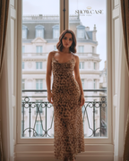 Leopard Tulle Midi Slip Dress